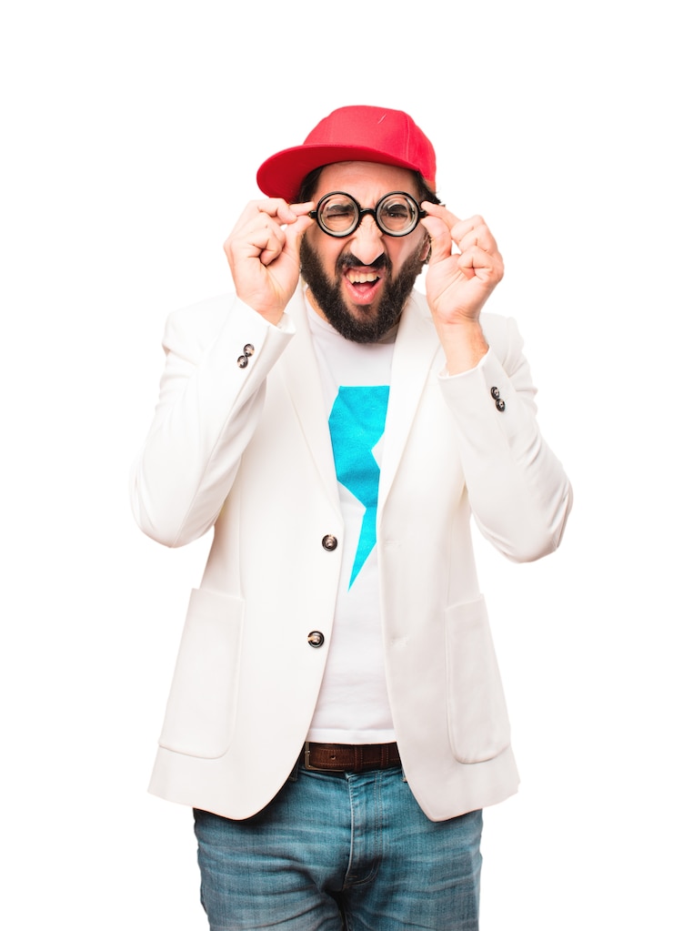 Foto gratuito joven loco empresario confundido