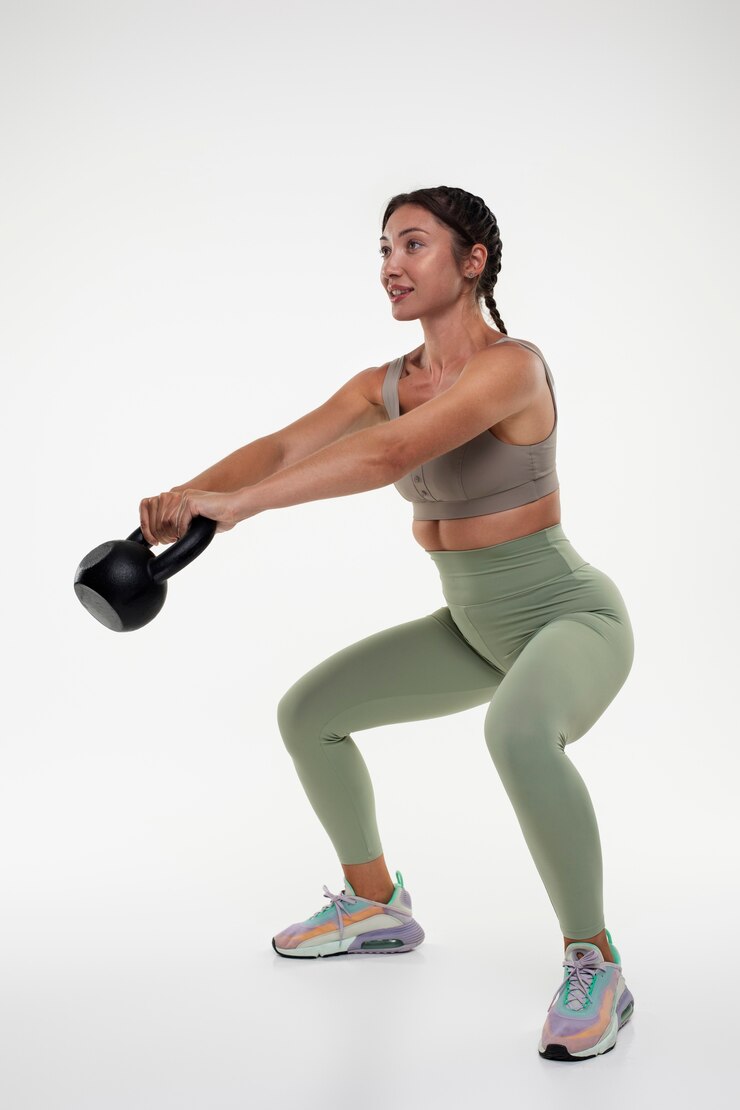 Joven mujer en forma entrenando para culturismo