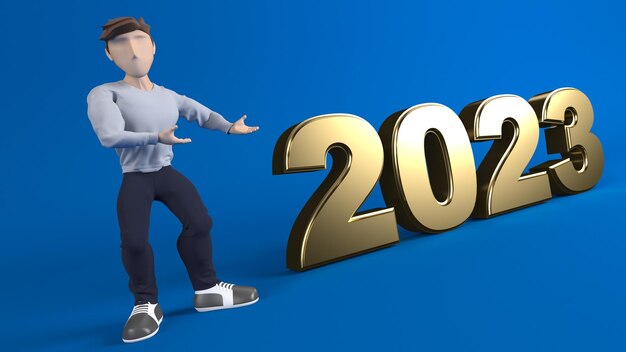 Joven presentando año nuevo 2023