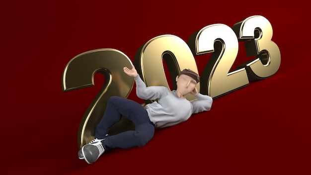 Foto gratuita joven presentando año nuevo 2023