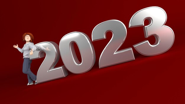 Foto gratuita joven presentando año nuevo 2023