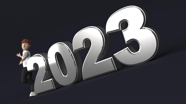 Foto gratuita joven presentando año nuevo 2023