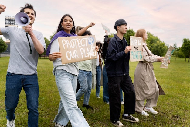 Jóvenes activistas tomando acción