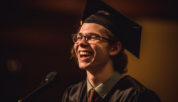 Foto gratuita jóvenes adultos se gradúan con alegría y confianza generada por ia