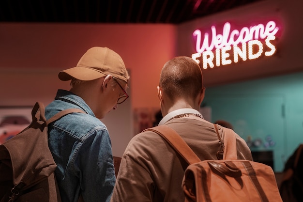 Jóvenes amigos en un albergue