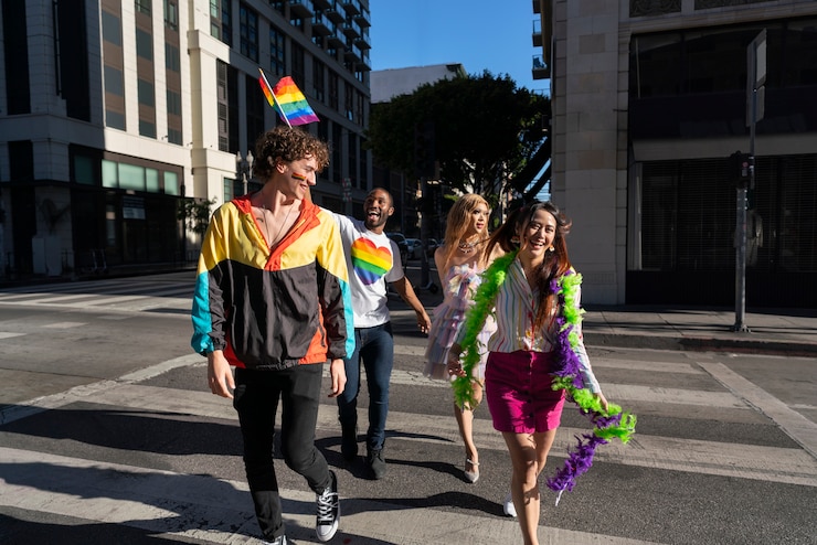 Foto gratuito los jóvenes celebran el mes del orgullo