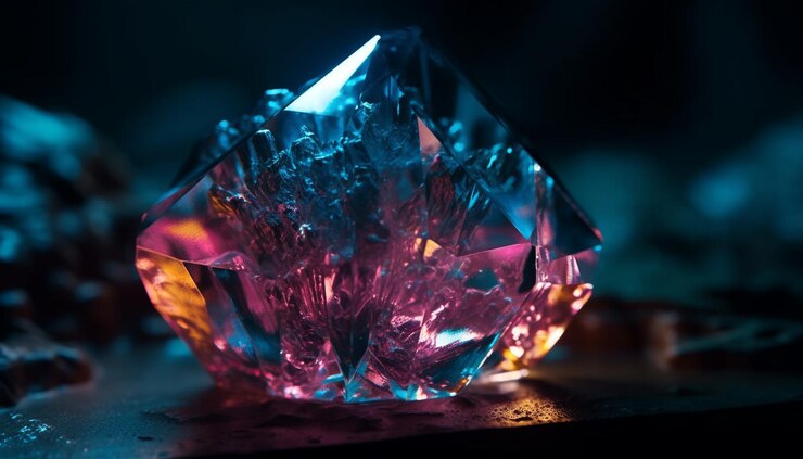 Foto gratuito joyas de piedras preciosas brillantes iluminan fondos oscuros bellamente generados por ia