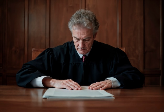 Judge examining documents