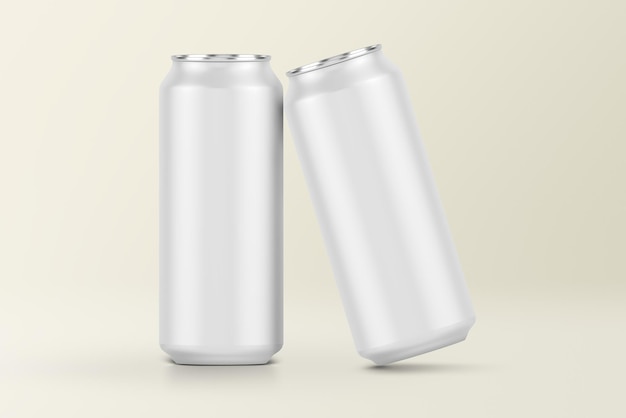 Juego de latas de bebidas, envases de aluminio en blanco