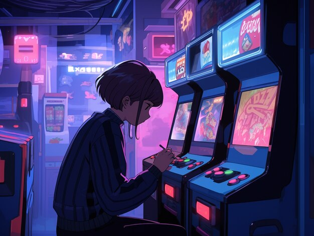 Juego de personajes de anime estéticos