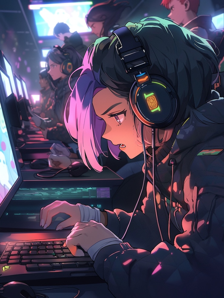 Foto gratuito juego de personajes de anime estéticos