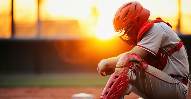 Foto gratuita jugador de béisbol en el campo durante un partido