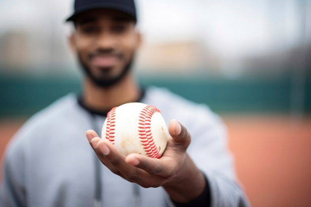 Foto gratuita jugador de béisbol masculino con la pelota