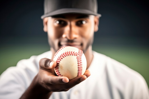 Foto gratuita jugador de béisbol masculino con la pelota