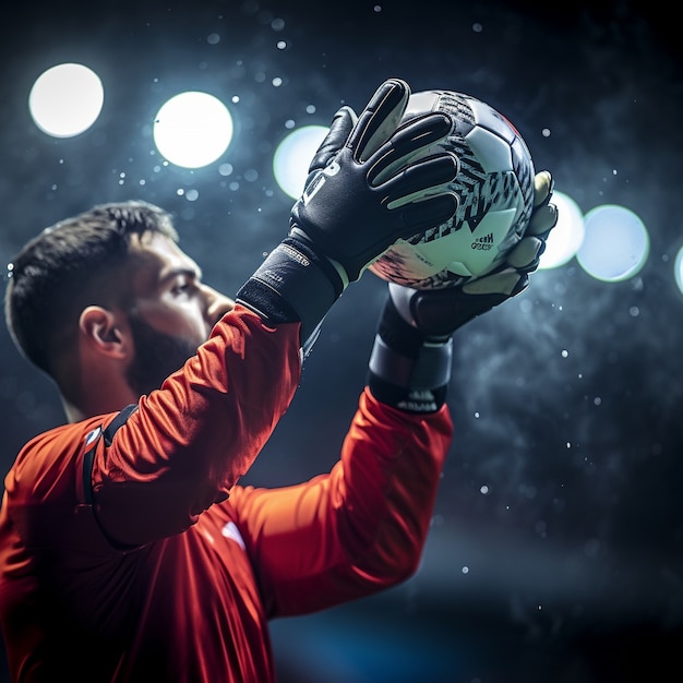 Foto gratuita jugador de fútbol con balón durante el partido.