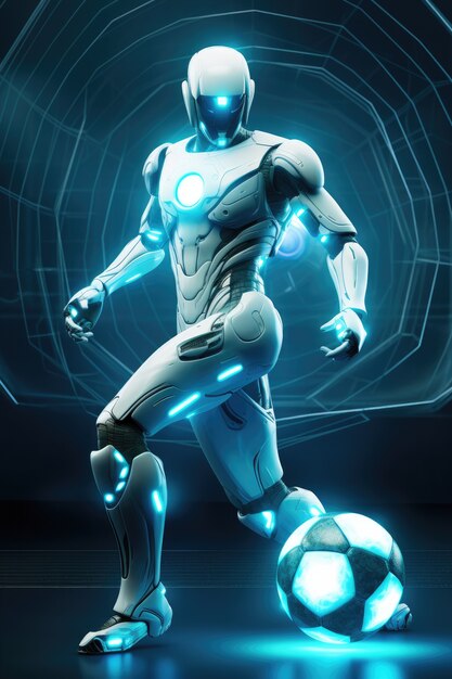 Jugador de fútbol futurista con luces brillantes