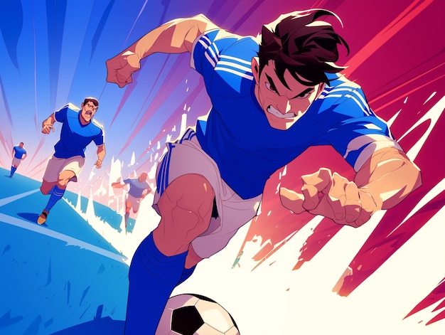 Foto gratuita jugador de fútbol profesional al estilo de dibujos animados
