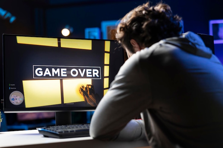 Foto gratuito jugador luchando para derrotar a sus oponentes mientras juega un torneo de esports