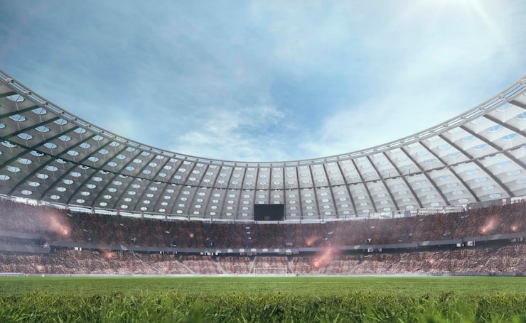 Foto gratuito jugadores de fútbol en acción en estadio profesional
