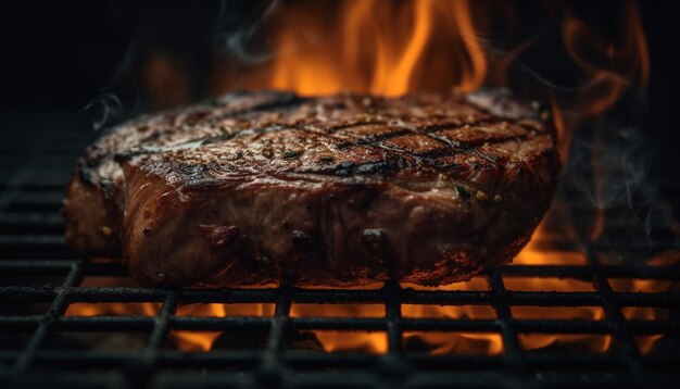 Jugoso bistec de solomillo asado a la perfección al aire libre generado por IA