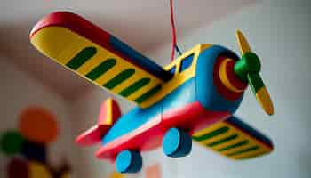 Foto gratuita el juguete de hélice voladora trae diversión infantil al interior generada por ia