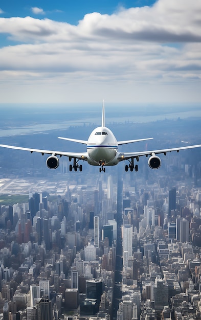 Foto gratuita jumbo jet volando en el cielo