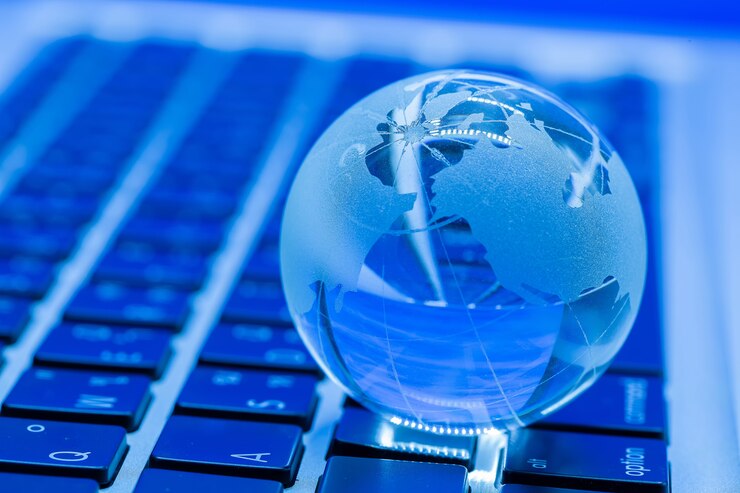 Photo Gratis konsep bisnis dunia kaca pada laptop