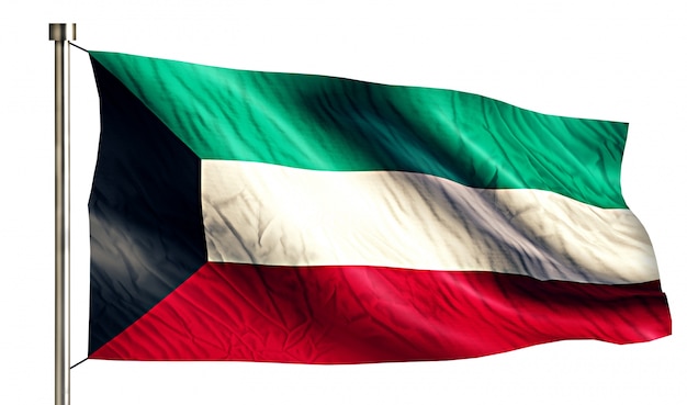 Kuwait Bandera Nacional Aislado Fondo Blanco 3D