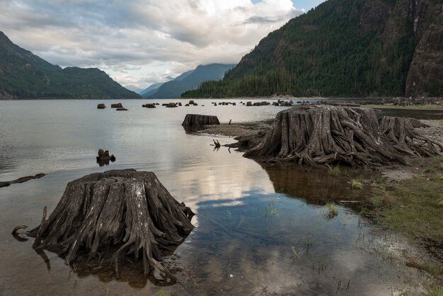 Lago cerca de la montaña