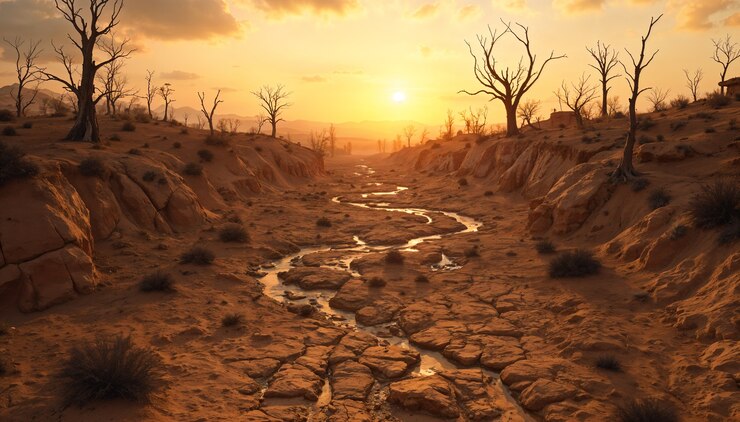 Photo Gratis landscape of drained river