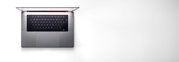 Laptop en un fondo blanco vista superior del espacio de copia