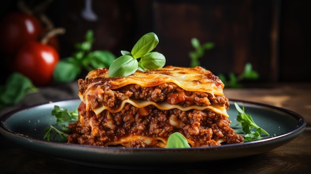 Foto gratuita lasagna tradicional con una rica salsa boloñesa