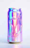 Foto gratuita una lata de refresco futurista de colores brillantes