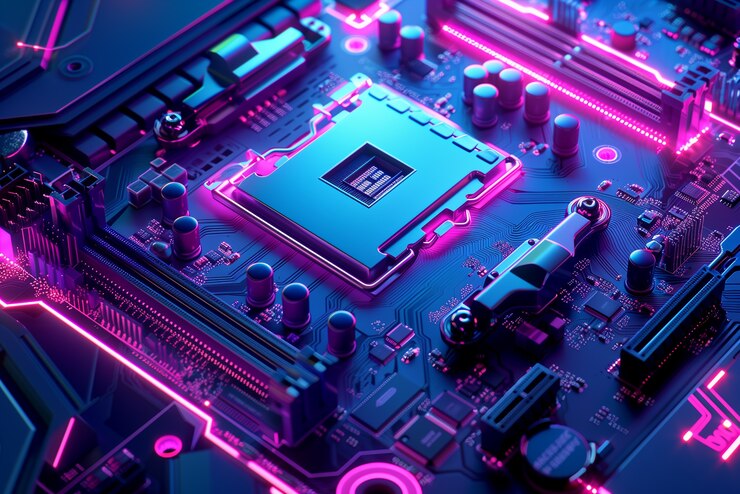 Photo Gratis latar belakang motherboard neon