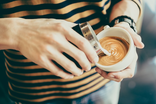 Latte taza de café del arte