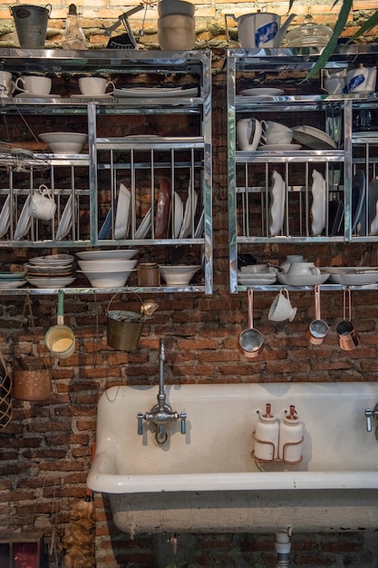 Lavabo en la cocina vieja