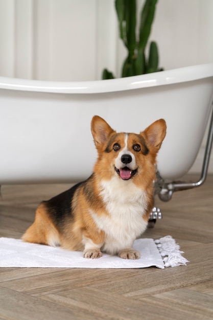 Lavar perro mascota en casa