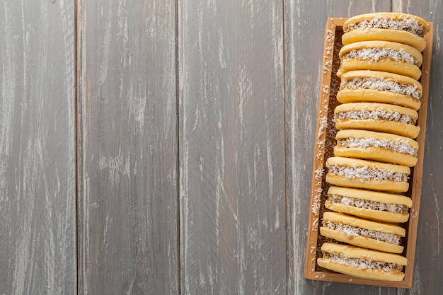 Lay Flat de alfajores cookies con espacio de copia