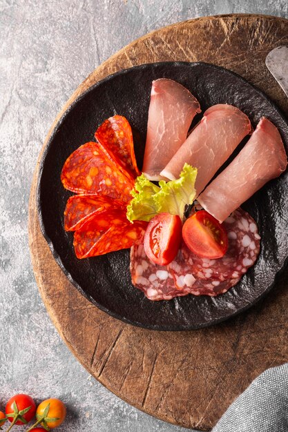 Lay Flat del concepto de carne fresca