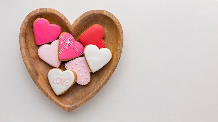 Foto gratuito lay flat del concepto de día de san valentín con espacio de copia