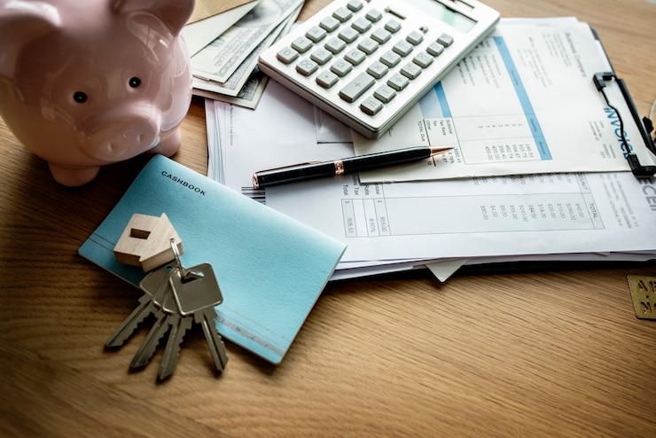 Foto gratuito lay flat del concepto inmobiliario.