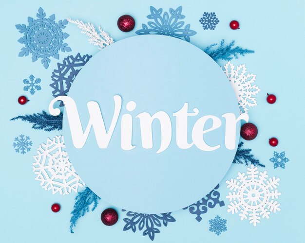 Lay Flat del hermoso concepto de invierno