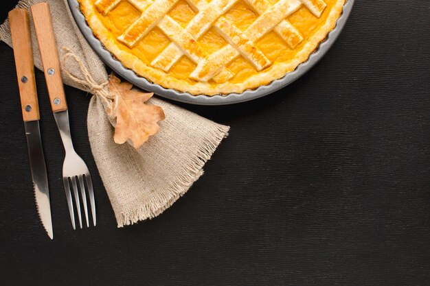 Lay Flat de pastel de calabaza para acción de gracias