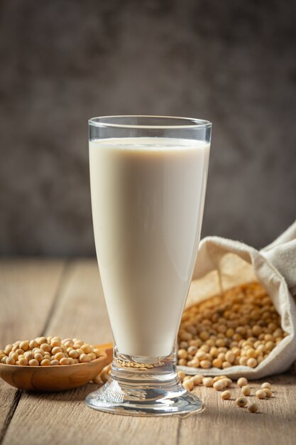 Leche de soja, productos alimenticios y bebidas de soja Concepto de nutrición alimentaria.