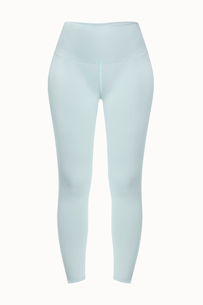 Leggings azules lisos sesión de estudio de ropa deportiva aislada