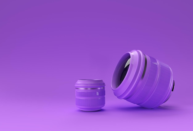 Lente de cámara realista con reflejos 3D Rendering