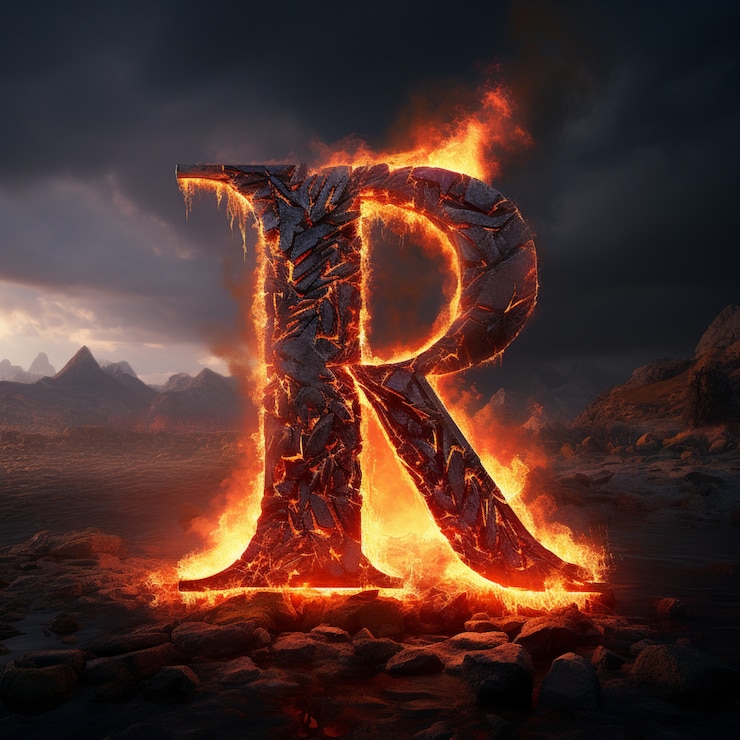 Foto gratuito letra 3d en llamas con llamas