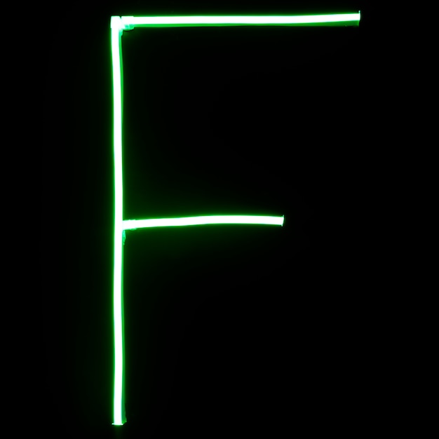 Letras de alfabeto de luces de neón verdes