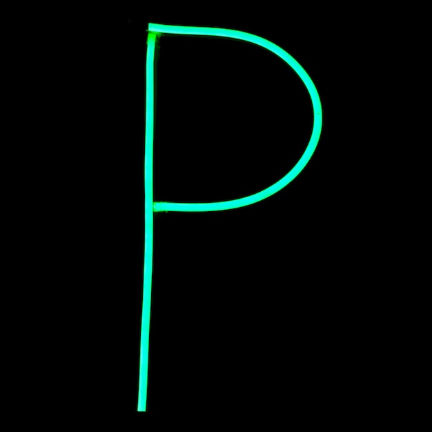 Letras de alfabeto de luces de neón verdes