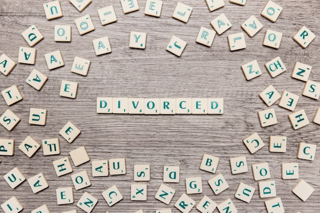 Letras formando la palabra divorced